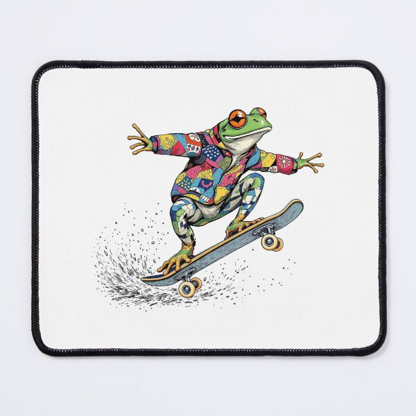 Item preview, Modern Trendy colourful wildflowers Skateboarding Frog  Cute Froggy on a Skateboard  designed and sold by SOUFIANE1991.