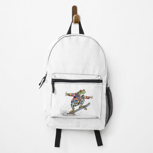 Item preview, Modern Trendy colourful wildflowers Skateboarding Frog  Cute Froggy on a Skateboard  designed and sold by SOUFIANE1991.