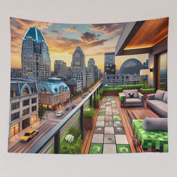 Item preview, minecraft house in a city skyline designed and sold by Psychacharm.