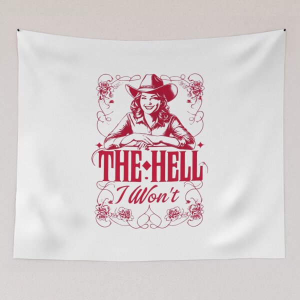Item preview, "The Hell I Won’t" Vintage Cowgirl T-Shirt – Retro Western Graphic for Bold Country Girls designed and sold by Colorful-Garden.