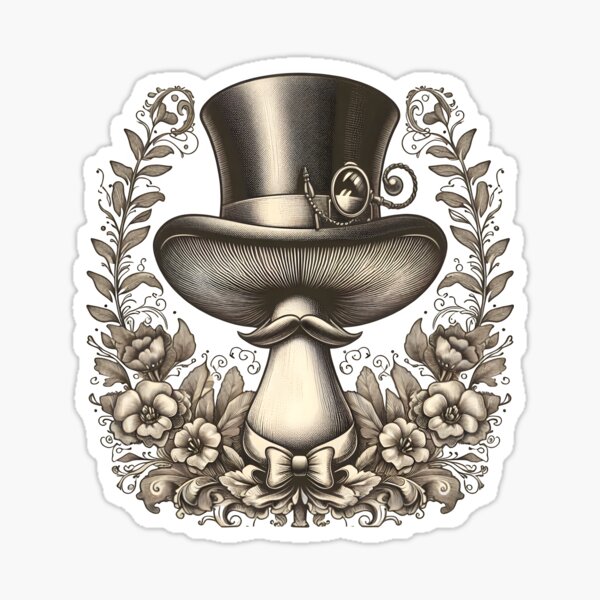 Item preview, Vintage and Elegant Mushroom with Top Hat and Monocle designed and sold by Rawecz.