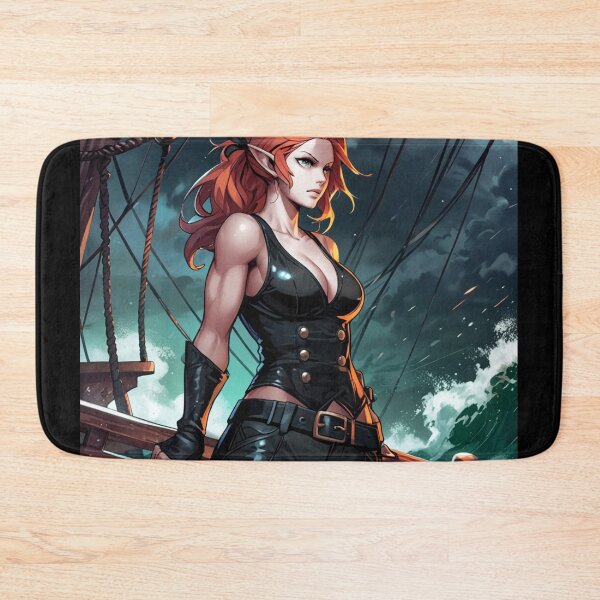 Item preview, Vintage Manga style Red Head Pirate Elf Queen Anne Bonney vintage Anime Manga Illustration designed and sold by Vintage Designs +.