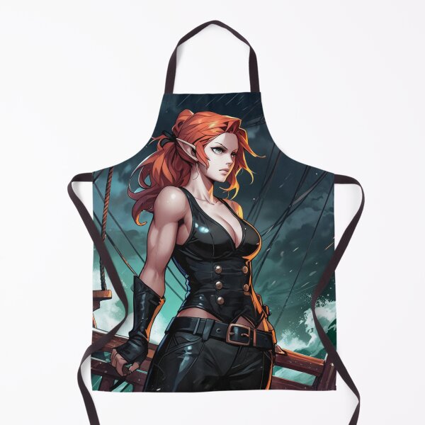 Item preview, Vintage Manga style Red Head Pirate Elf Queen Anne Bonney vintage Anime Manga Illustration designed and sold by Vintage Designs +.