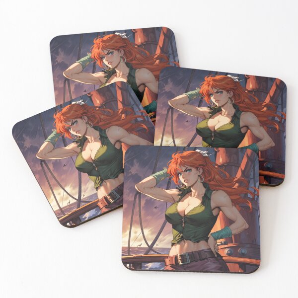 Item preview, Vintage Manga style Red Head Pirate Queen Anne Bonney vintage Anime Manga Illustration designed and sold by Vintage Designs +.