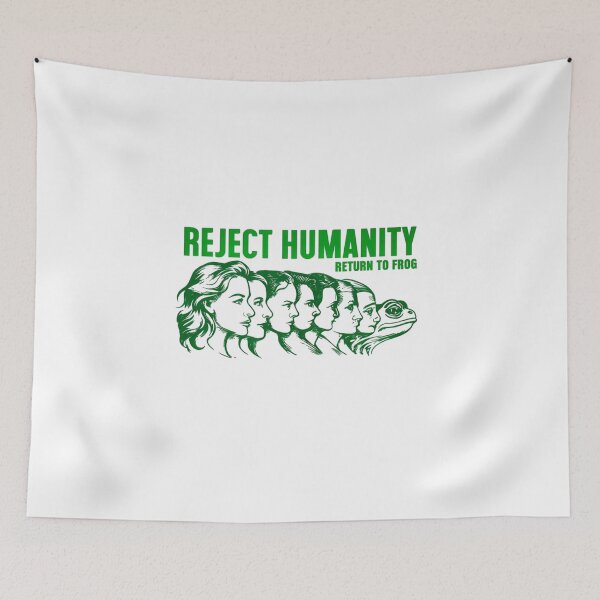 Item preview, "Reject Humanity, Embrace Frog" – Funny Evolution Meme T-Shirt for Frog & Nature Lovers designed and sold by Colorful-Garden.