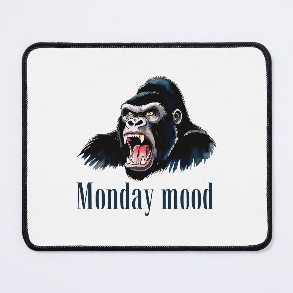 Item preview, Monday mood. Close-up of a furious gorilla face with open mouth and sharp teeth designed and sold by All-Of-Art.