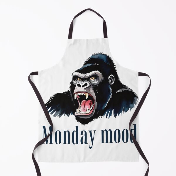 Item preview, Monday mood. Close-up of a furious gorilla face with open mouth and sharp teeth designed and sold by All-Of-Art.