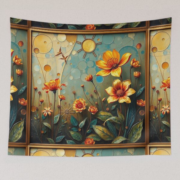 Item preview, A Beautiful Flower Garden painting inspired by Gustav Klimt designed and sold by Vintage Designs +.