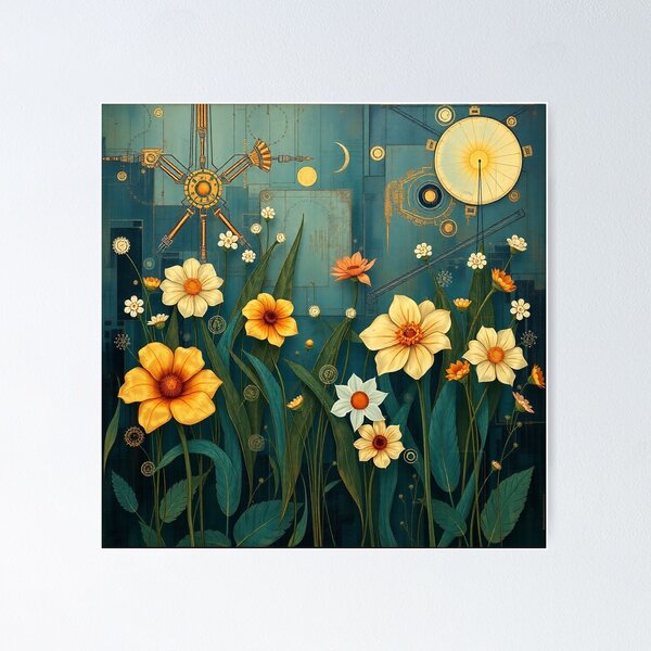 Item preview, A Beautiful Flower Garden painting inspired by Gustav Klimt designed and sold by Vintage Designs +.