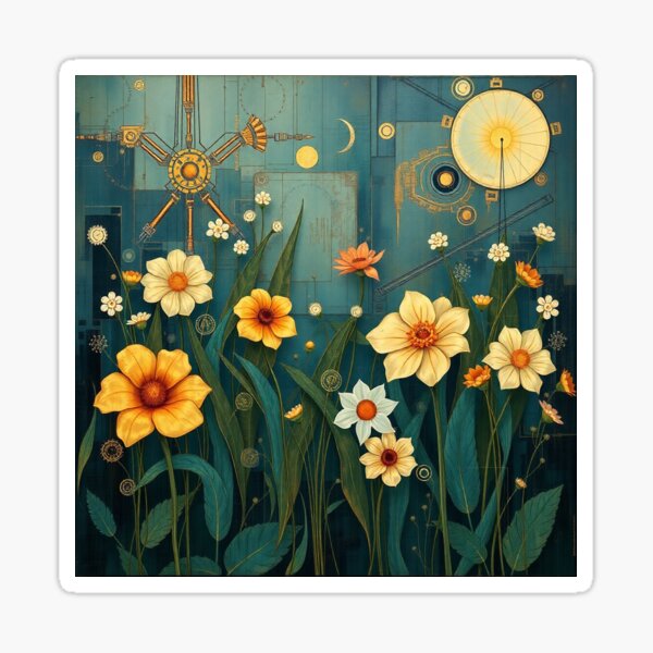 Item preview, A Beautiful Flower Garden painting inspired by Gustav Klimt designed and sold by Vintage Designs +.