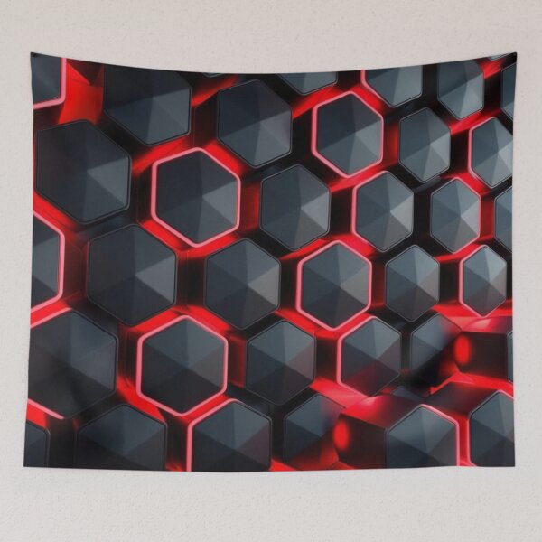 Item preview, Red & Black Sci-Fi Hexagon Pattern designed and sold by Bellassi.