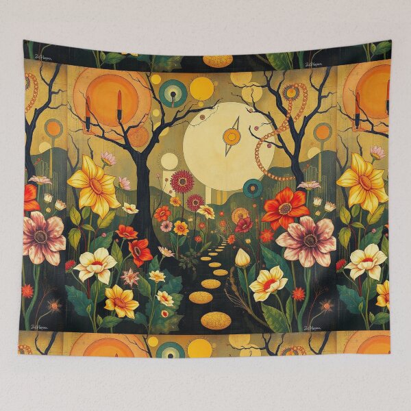 Item preview,  A Beautiful Flower Garden painting inspired by Gustav Klimt designed and sold by Vintage Designs +.