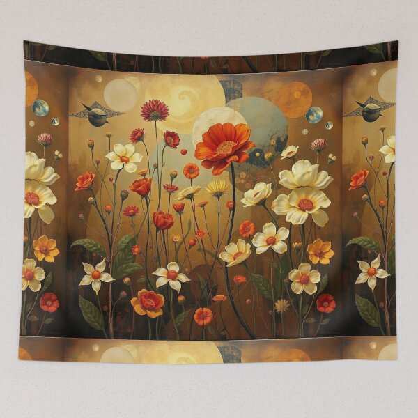 Item preview, A Beautiful Flower Garden painting inspired by Gustav Klimt designed and sold by Vintage Designs +.