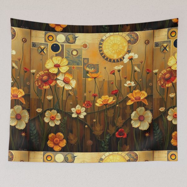 Item preview, A Beautiful Flower Garden painting inspired by Gustav Klimt designed and sold by Vintage Designs +.