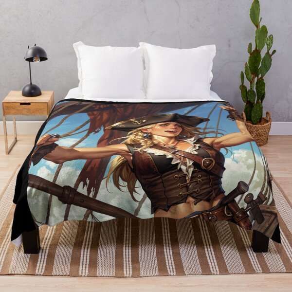 Item preview, Vintage Manga style Red Head Pirate Queen Anne Bonney vintage Anime Manga Illustration designed and sold by Vintage Designs +.