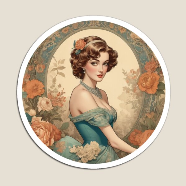 Item preview, Vintage Women Portraits and Floral Elegance – Timeless Classic Art designed and sold by MihaiGr.