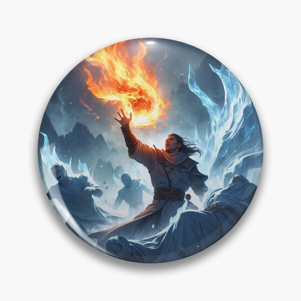 Item preview, Frozen Abyss Ignited: Protagonist’s Fiery Defiance in Blizzard designed and sold by Astraliscape.