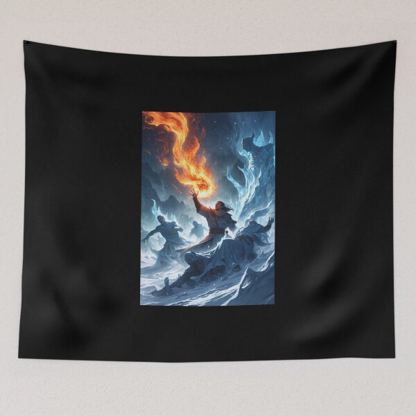 Item preview, Frozen Abyss Ignited: Protagonist’s Fiery Defiance in Blizzard designed and sold by Astraliscape.