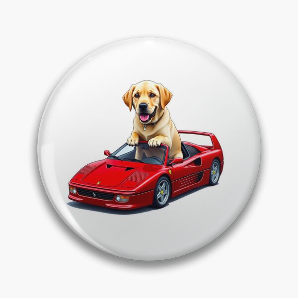 Item preview, Sticker of Baby Labrador Retriever Driving a Ferrari F40 Car designed and sold by AnimalArtPro.
