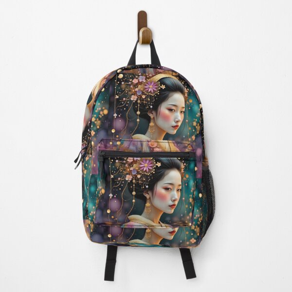 Item preview, Beautiful Japanese geisha in sparkles, kimono, golden and purple designed and sold by Coolparrotgirl.