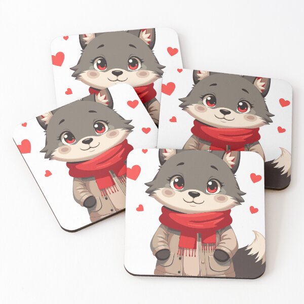 Item preview, Cute Wolf with Love Hearts designed and sold by Bebrowny.