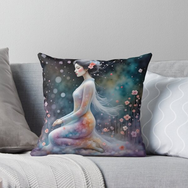 Item preview, Beautiful Japanese geisha in sparkles,  kimono, purple, flowers   designed and sold by Coolparrotgirl.
