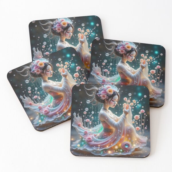 Item preview,  Beautiful Japanese geisha in sparkles,  kimono, purple, flowers   designed and sold by Coolparrotgirl.