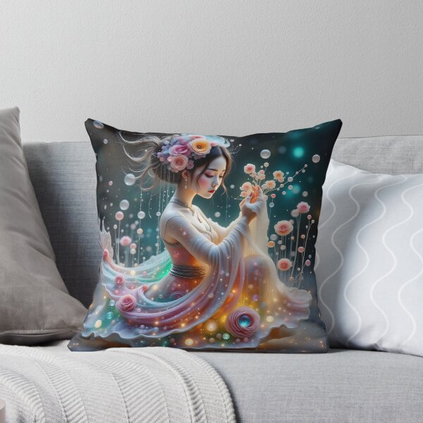 Item preview,  Beautiful Japanese geisha in sparkles,  kimono, purple, flowers   designed and sold by Coolparrotgirl.