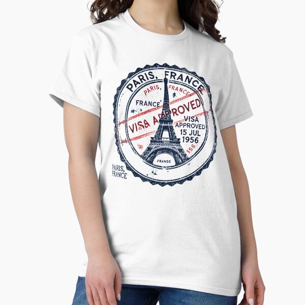 Vista previa del artículo con la obra «Sello de viaje vintage de París: sello retro para pasaporte con la Torre Eiffel», diseñado y vendido por Designeerguy.