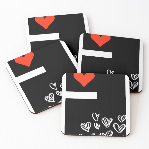 Item preview, Minimalist Love Artwork – Bold White 'L' with Red and White Hearts on Black Background designed and sold by IINSPIRA.