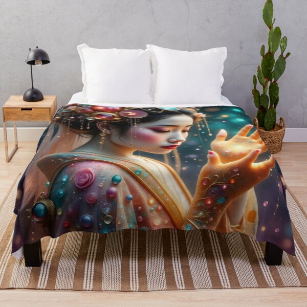 Item preview, Beautiful Japanese geisha in sparkles, kimono, gold, bubbles designed and sold by Coolparrotgirl.