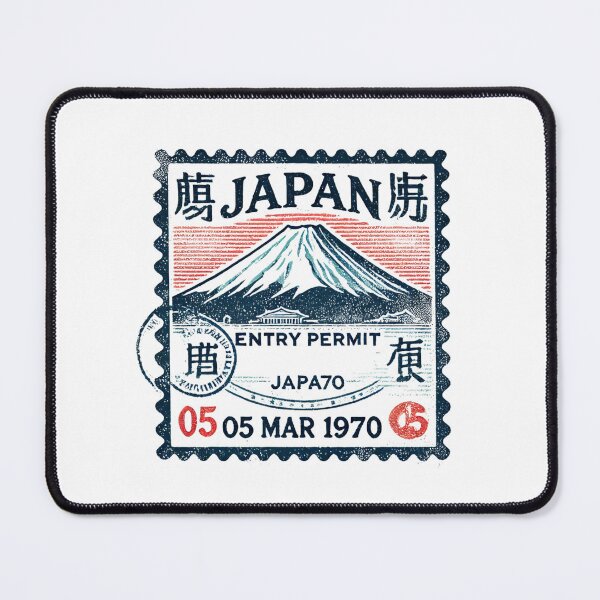 Item preview, Vintage Japan Travel Stamp – Retro Passport Stamp with Mount Fuji designed and sold by Designeerguy.