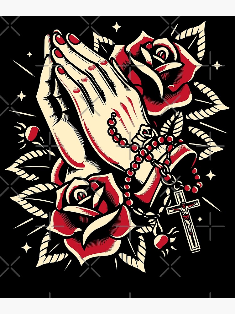 Praying Hands Tattoo Posters for Sale | Redbubble
