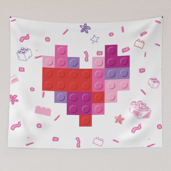 Item preview, Purple and Pink Brick Heart - confetti doodles designed and sold by YonderAndBeyond.