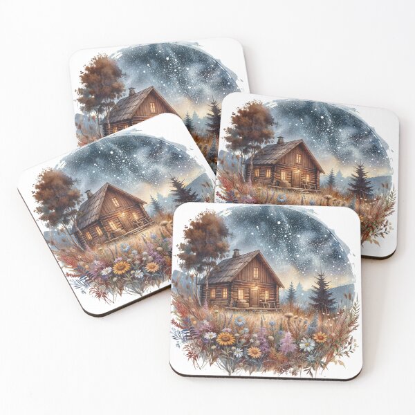 Item preview, Cozy Cabin Under Starry Night Sky designed and sold by BrightNook.