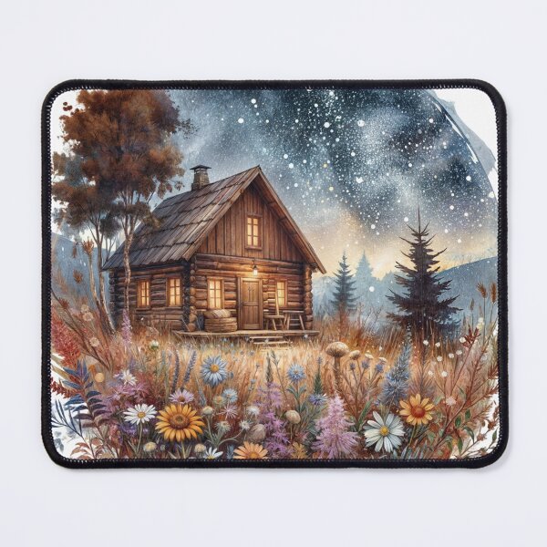 Item preview, Cozy Cabin Under Starry Night Sky designed and sold by BrightNook.