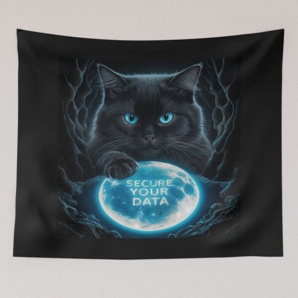 Item preview, Black Cat Cybersecurity Secure Your Data Art designed and sold by The People’s Punchline.