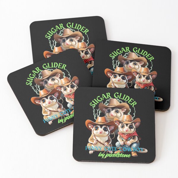 Item preview, Funny Cute Cowboys Sugar Glider designed and sold by PixelStoneDesign .