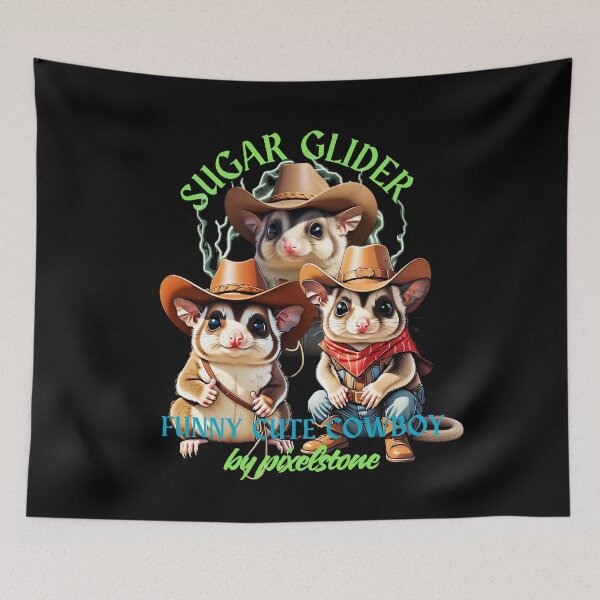 Item preview, Funny Cute Cowboys Sugar Glider designed and sold by PixelStoneDesign .