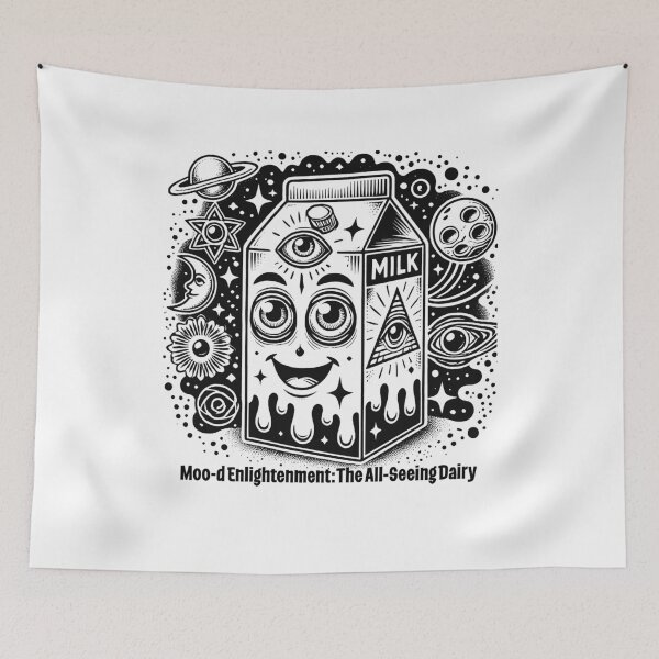 Item preview, mistic carton of milk in black and white designed and sold by 8Totem.