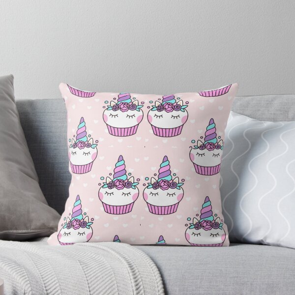 Item preview, Cute Unicorn Cupcake Pattern On A Pink Background With White Heart designed and sold by Masonixem.