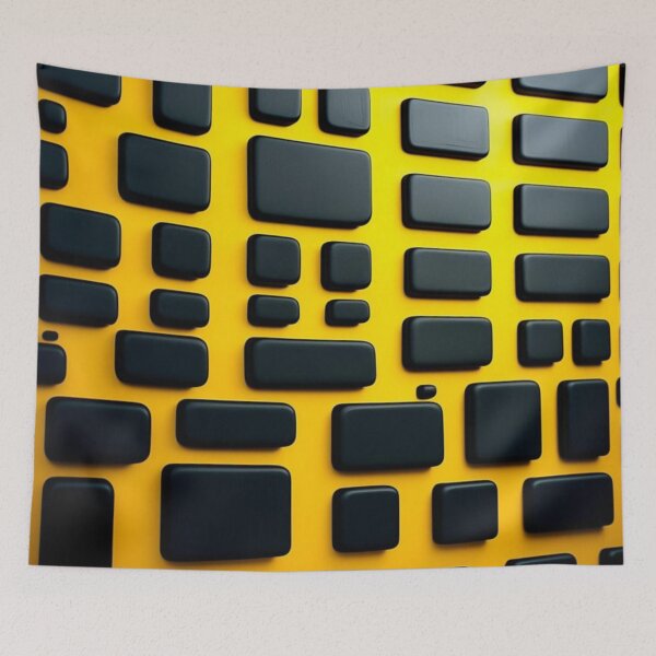 Item preview, Abstract Cubic Pattern in Yellow and Black designed and sold by Bellassi.