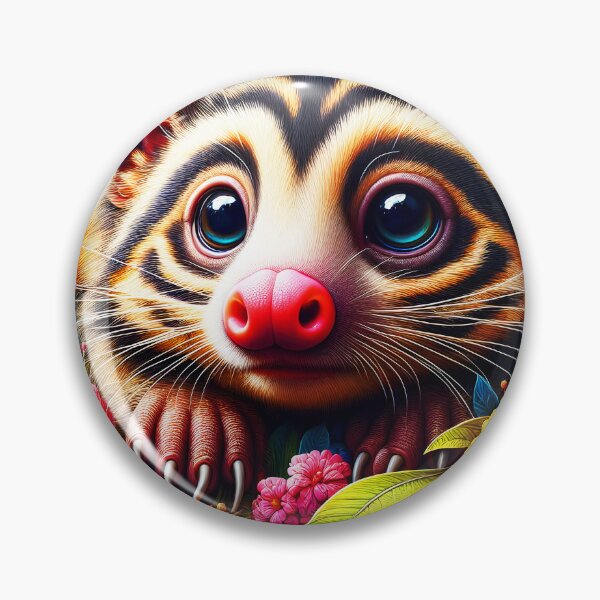 Item preview, Striped fur Palawan Binturong fantasy floral surrounded cute animal portrait digitalart designed and sold by EmeraldeaArt.
