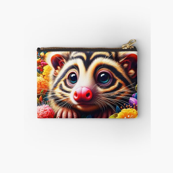 Item preview, Striped fur Palawan Binturong fantasy floral surrounded cute animal portrait digitalart designed and sold by EmeraldeaArt.