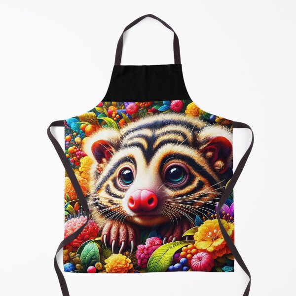 Item preview, Striped fur Palawan Binturong fantasy floral surrounded cute animal portrait digitalart designed and sold by EmeraldeaArt.