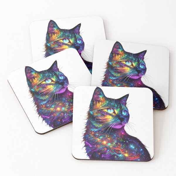 Item preview, Cosmic Psychedelic Cat Sticker  Premium Cool Trendy Best Gift designed and sold by Imaginarium of Chaos falcon88 .