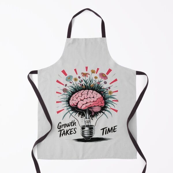 Item preview, Growth Takes Time – Brain, Lightbulb, and Flowers Inspirational Art designed and sold by ViviNyks.