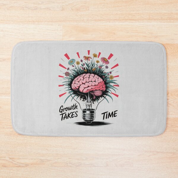 Item preview, Growth Takes Time – Brain, Lightbulb, and Flowers Inspirational Art designed and sold by ViviNyks.