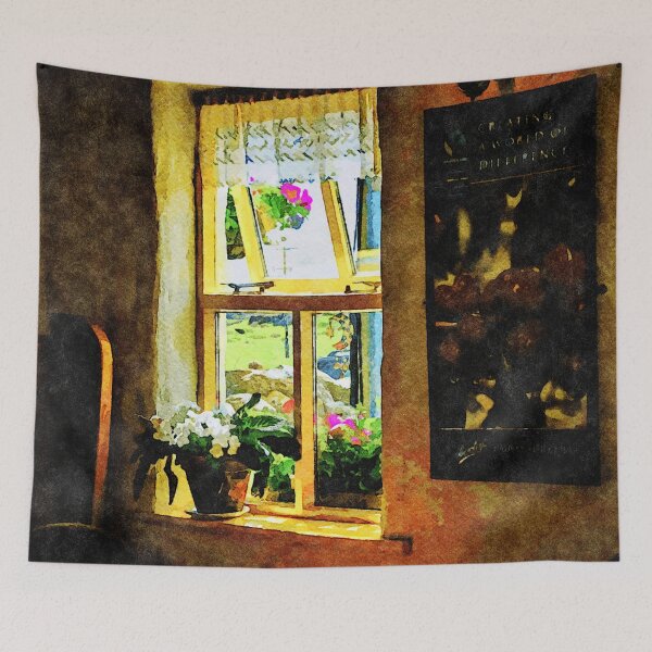 Item preview, Cozy country window with flowers and rustic charm designed and sold by GestaltImagery.