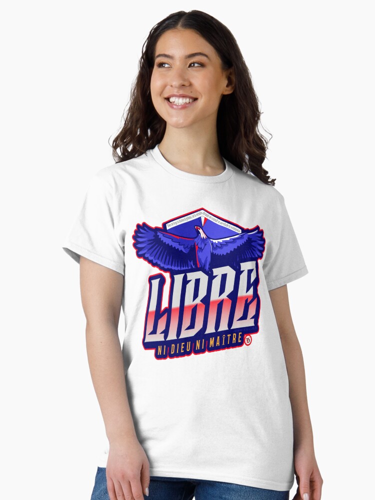 Aperçu 2 sur 7. T-shirt classique avec l'œuvre Libre. créée et vendue par Vinidal.